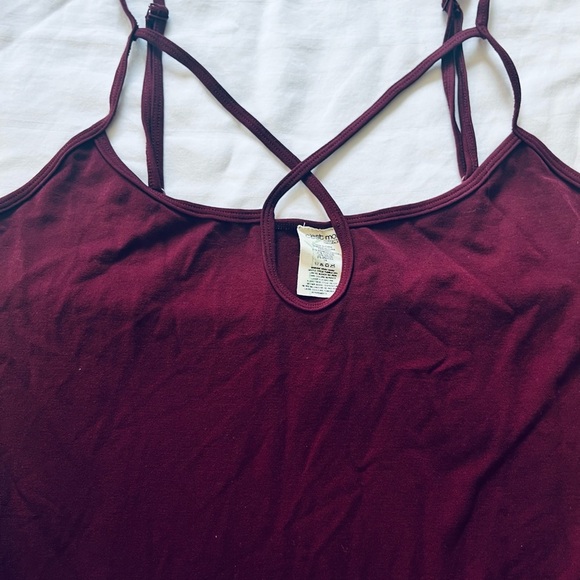 C’est Moi Naturals Bamboo Long Camisole Top Burgundy Cross Strap OS (medium) - Picture 2 of 5